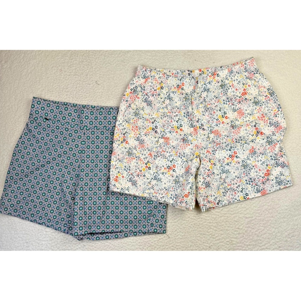 Lands' End Shorts Womens Large 14-16 Multicolor Floral Chino Starfish Set Of 2
